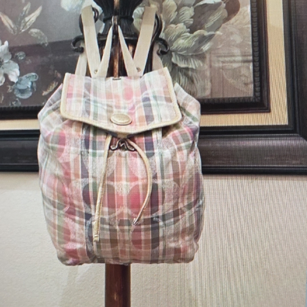 Coacg Plaid Backpack with Drawstring Closure - image 5